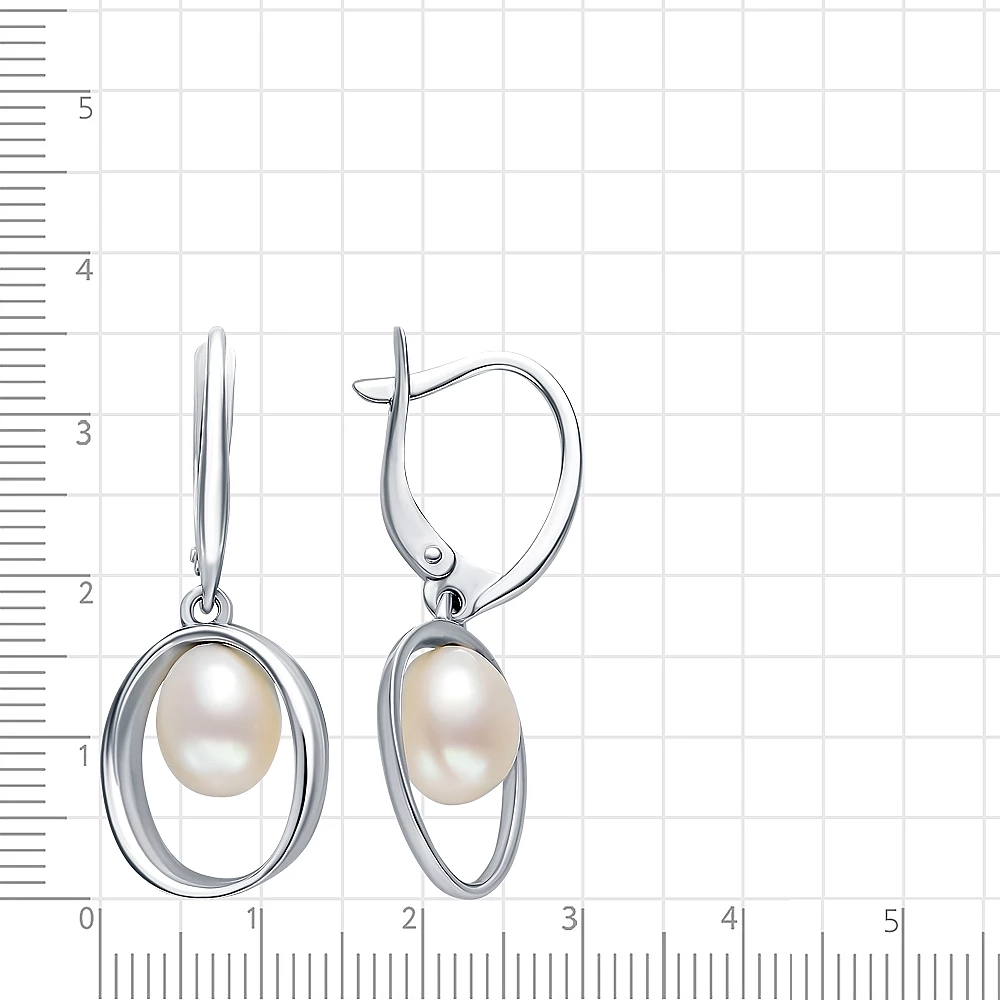 Серьги с культивированным жемчугом из серебра 925 пробы 3