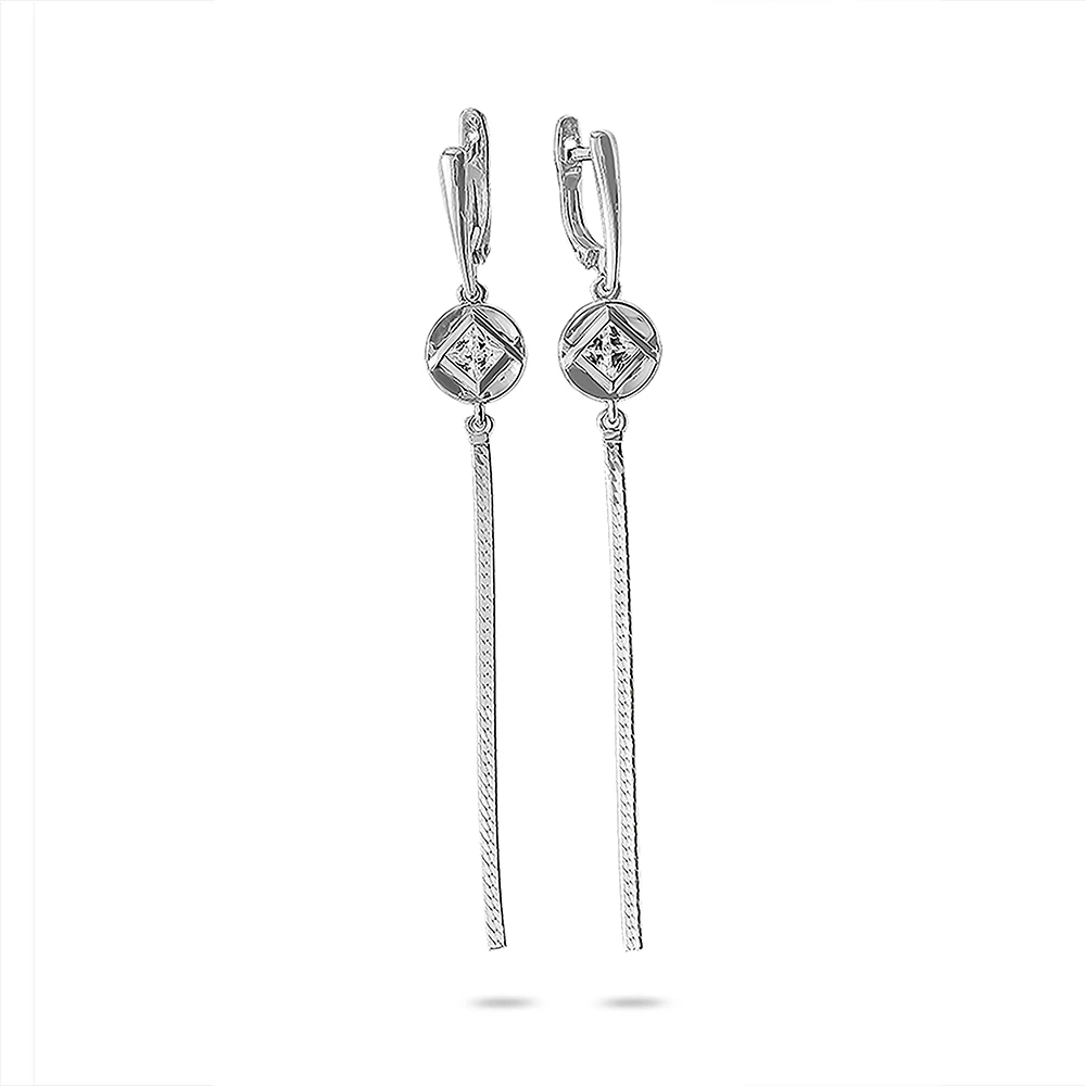 Серьги с фианитами из серебра 925 пробы 1