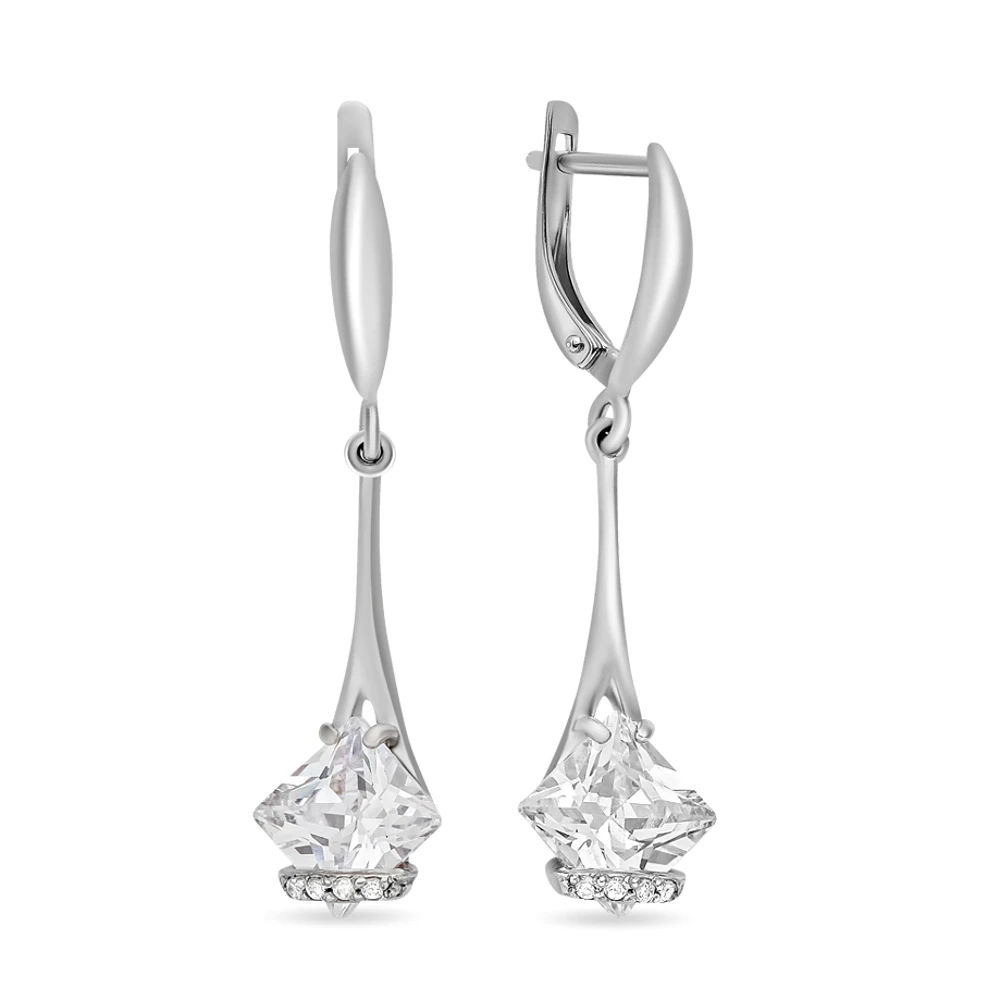 Серьги с фианитами из серебра 925 пробы 1