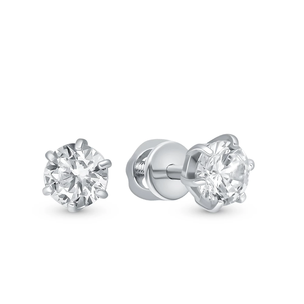 Серьги с фианитами из серебра 925 пробы