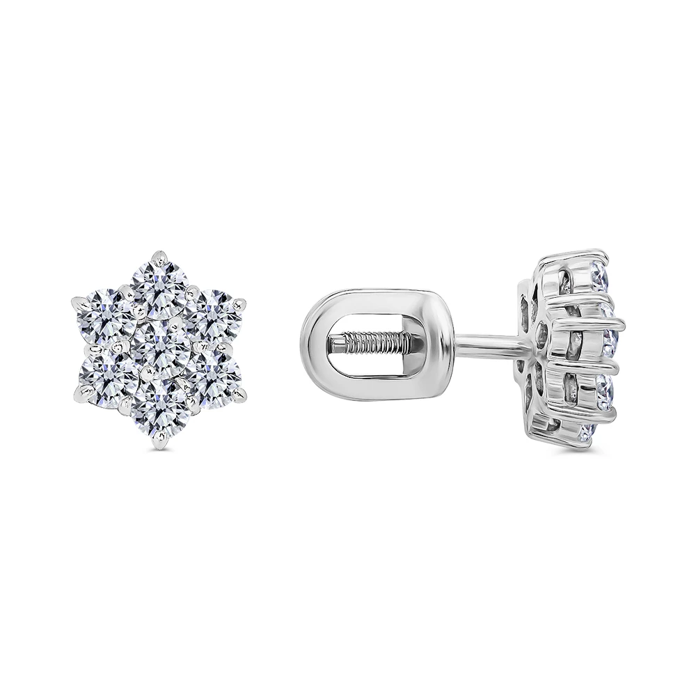 Серьги с фианитами из серебра 925 пробы