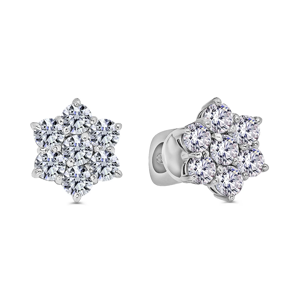Серьги с фианитами из серебра 925 пробы