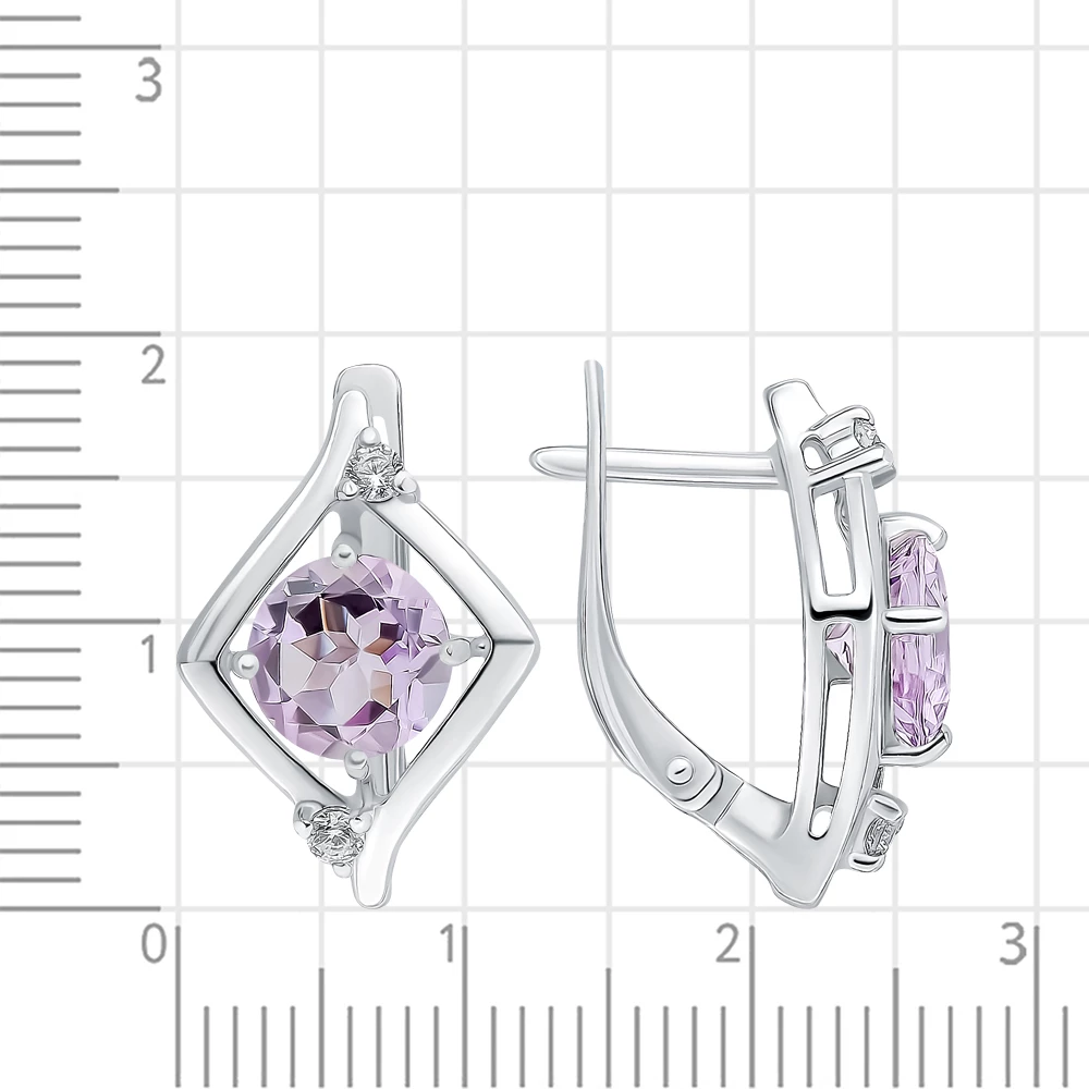 Серьги с аметистами из серебра 925 пробы