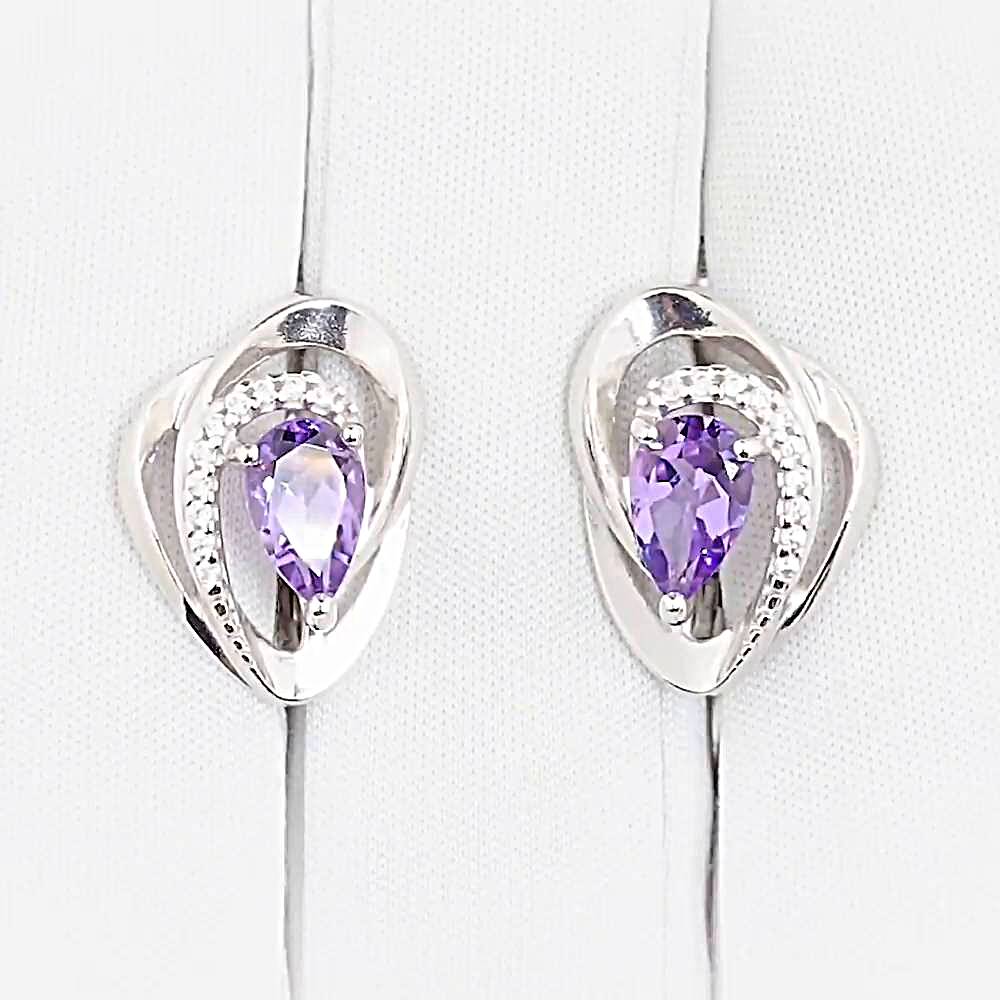 Серьги с аметистами из серебра 925 пробы 1