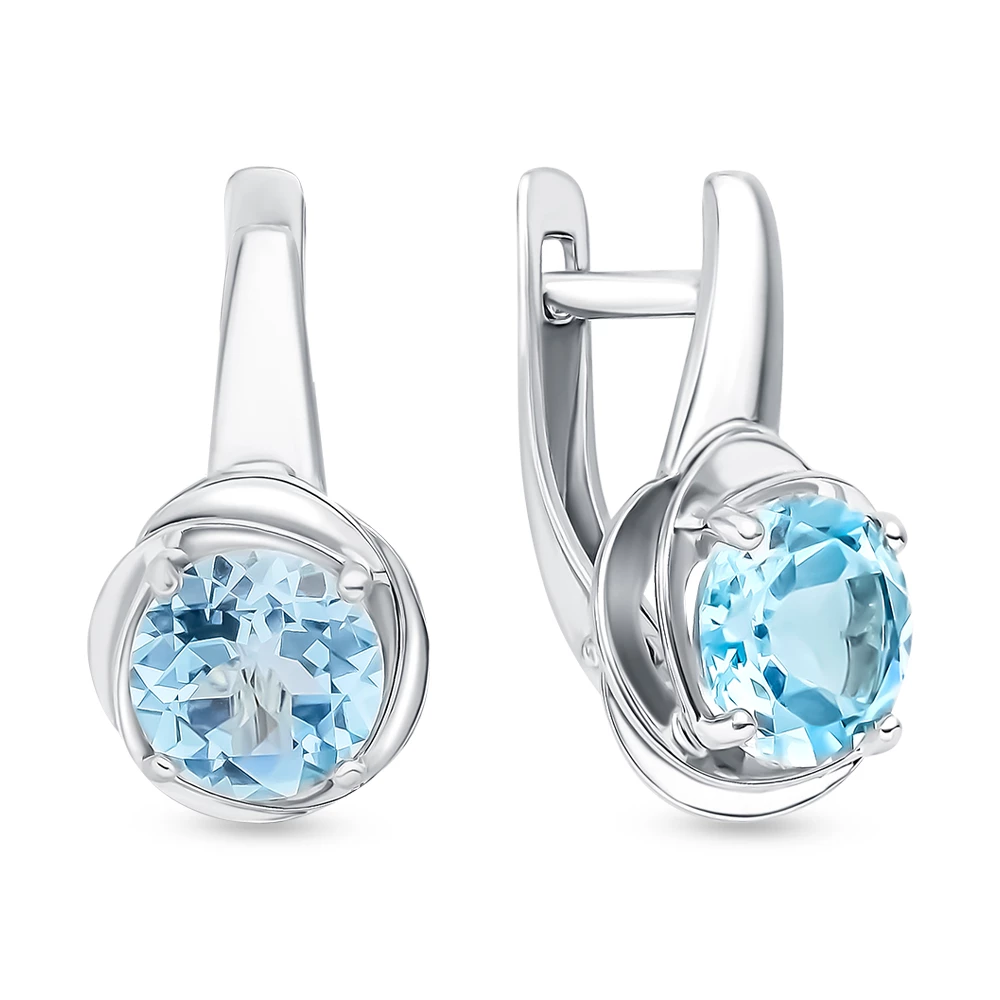 Серьги с топазами из серебра 925 пробы
