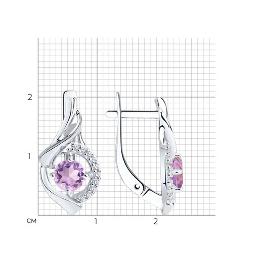 Серьги с аметистами из серебра 925 пробы