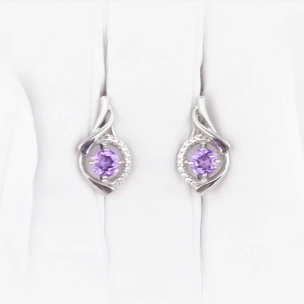 Серьги с аметистами из серебра 925 пробы 1