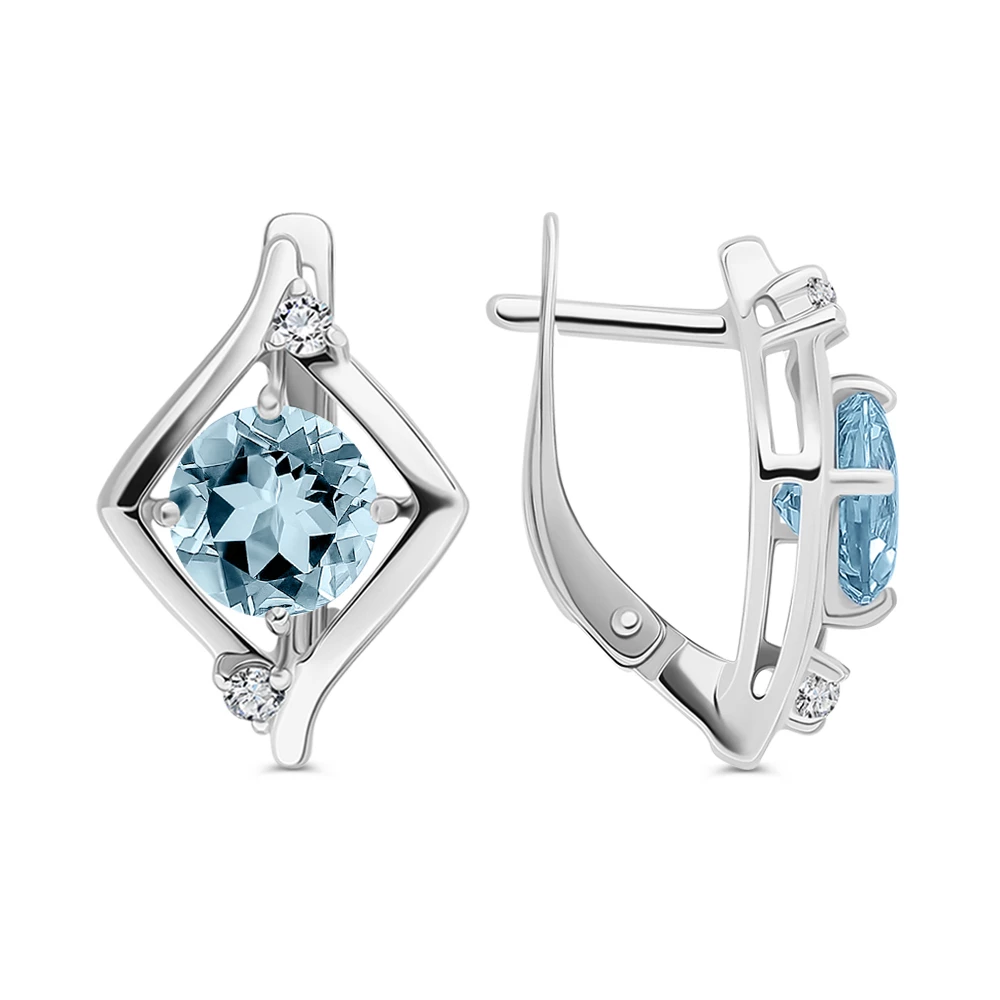 Серьги с топазами из серебра 925 пробы