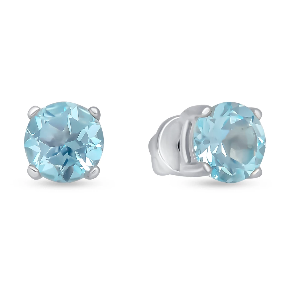 Серьги с топазами из серебра 925 пробы