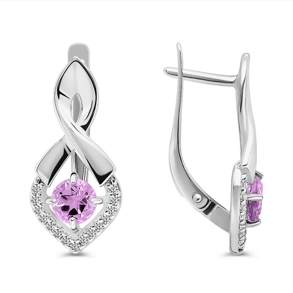 Серьги с аметистами из серебра 925 пробы