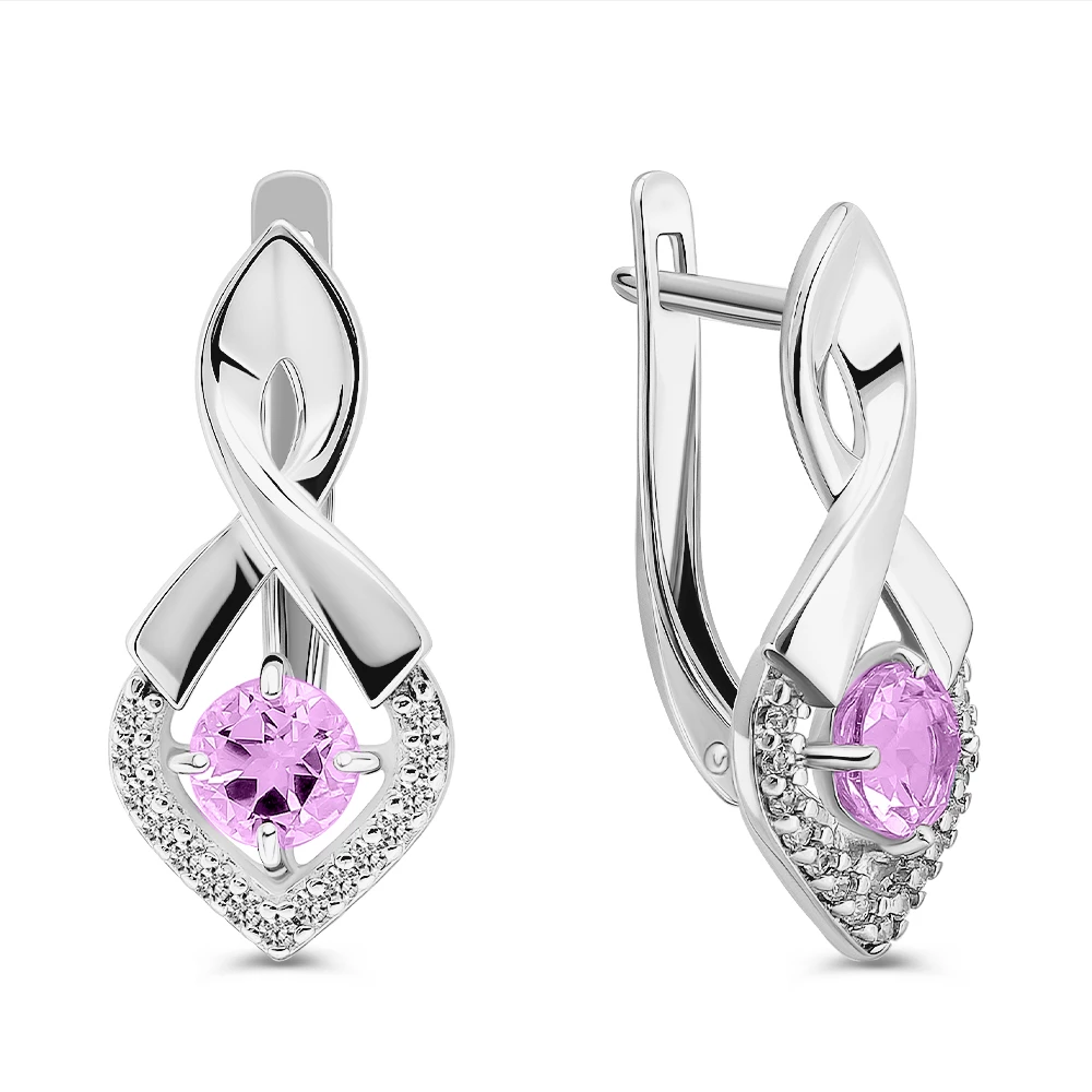 Серьги с аметистами из серебра 925 пробы