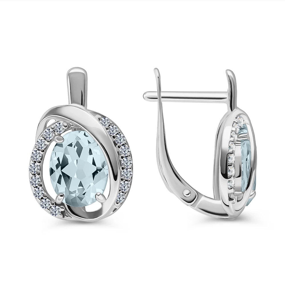 Серьги с топазами из серебра 925 пробы