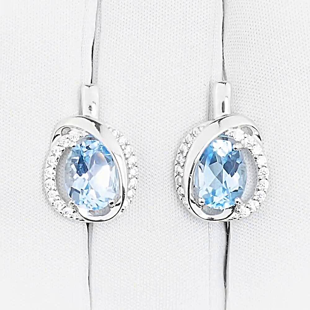 Серьги с топазами из серебра 925 пробы 1
