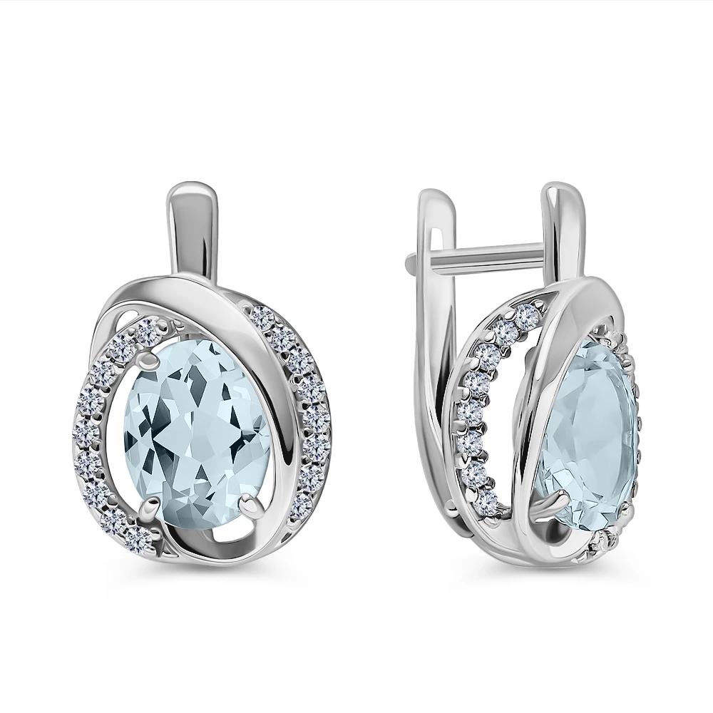 Серьги с топазами из серебра 925 пробы