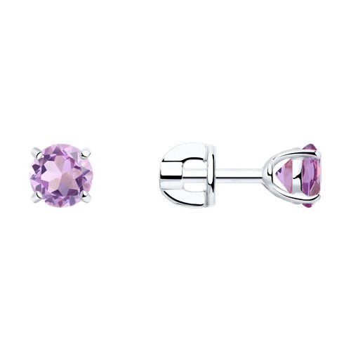 Серьги с аметистами из серебра 925 пробы