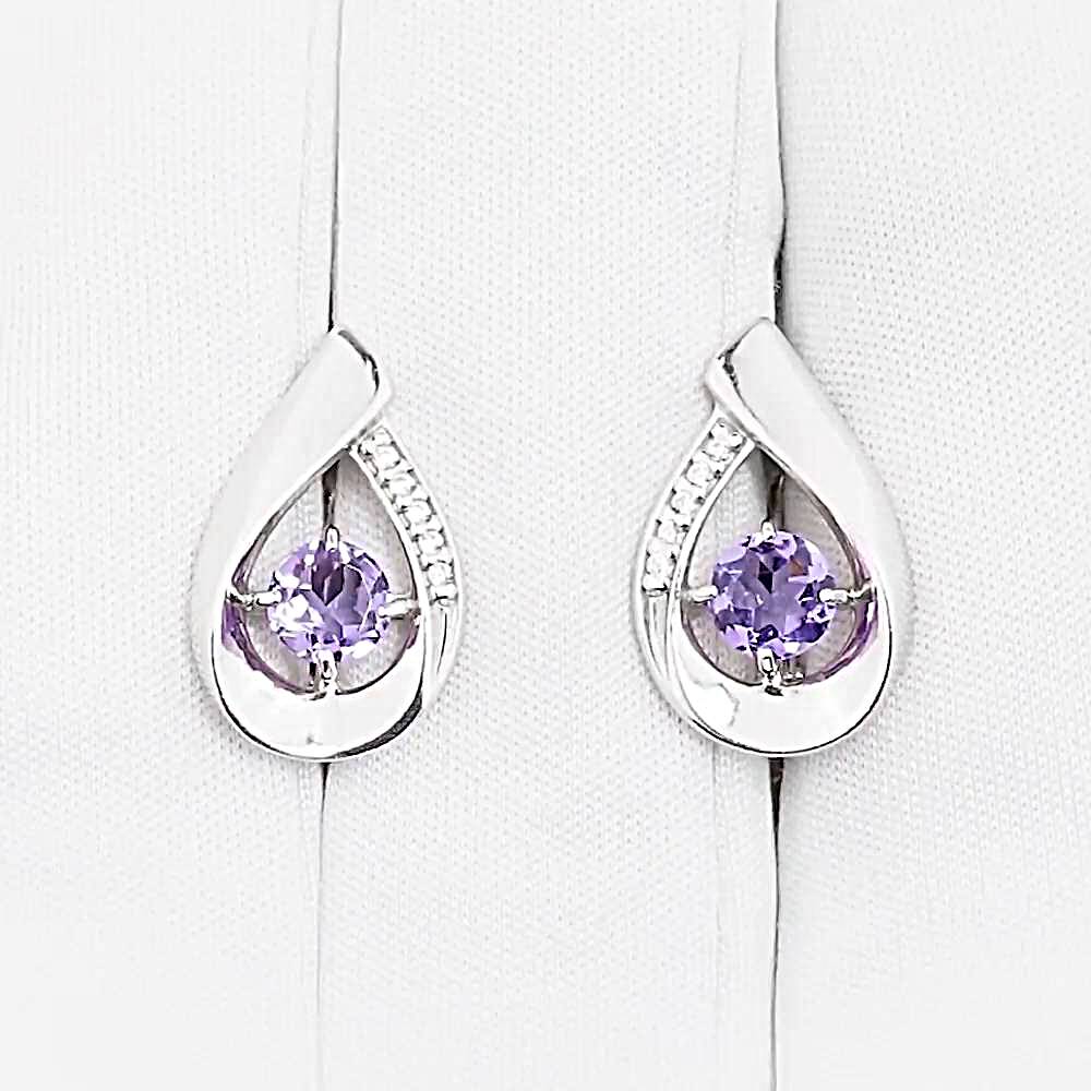 Серьги с аметистами из серебра 925 пробы 1