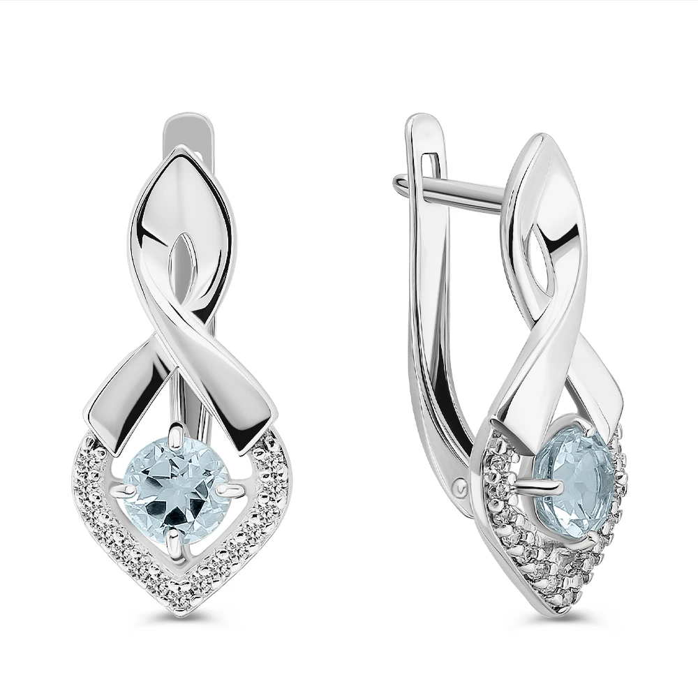 Серьги с топазами из серебра 925 пробы