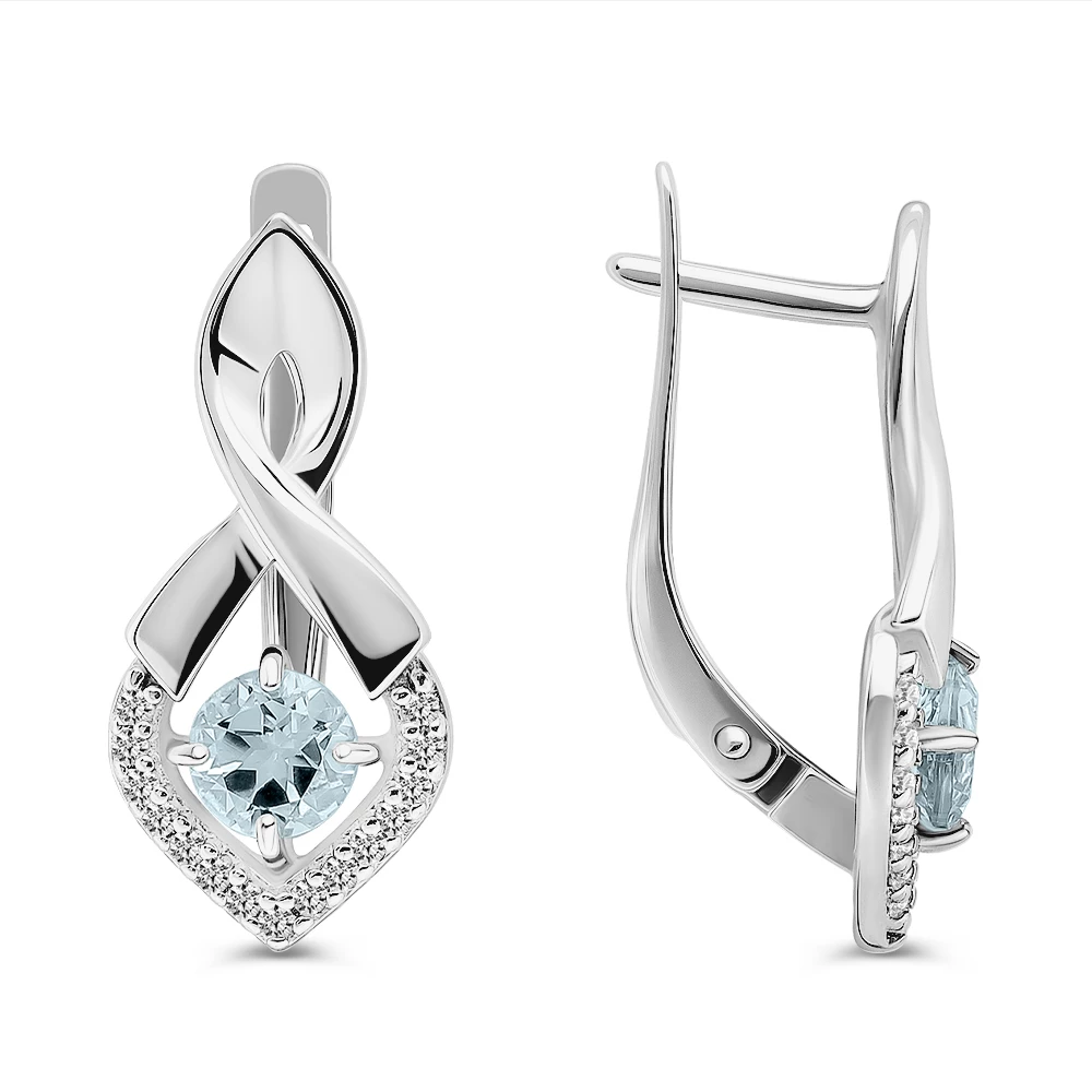 Серьги с топазами из серебра 925 пробы