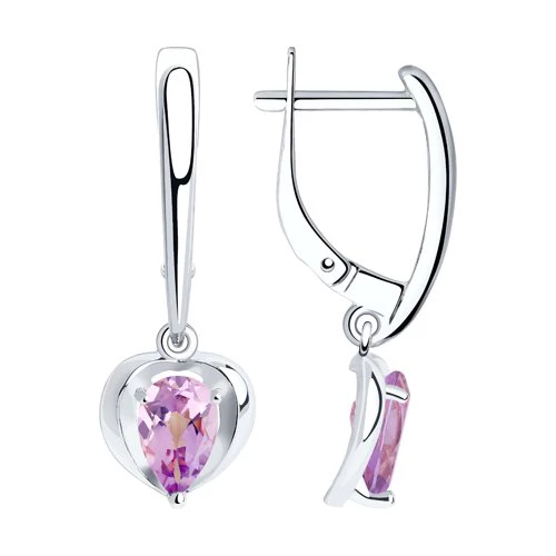 Серьги с аметистами из серебра 925 пробы