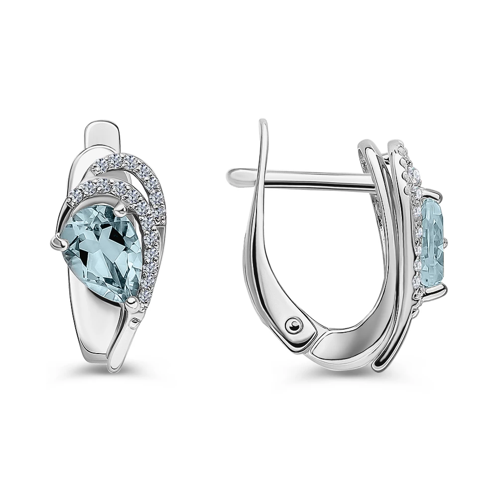 Серьги с топазами из серебра 925 пробы