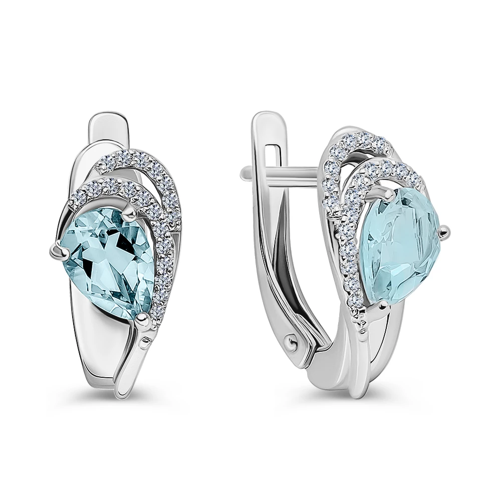 Серьги с топазами из серебра 925 пробы