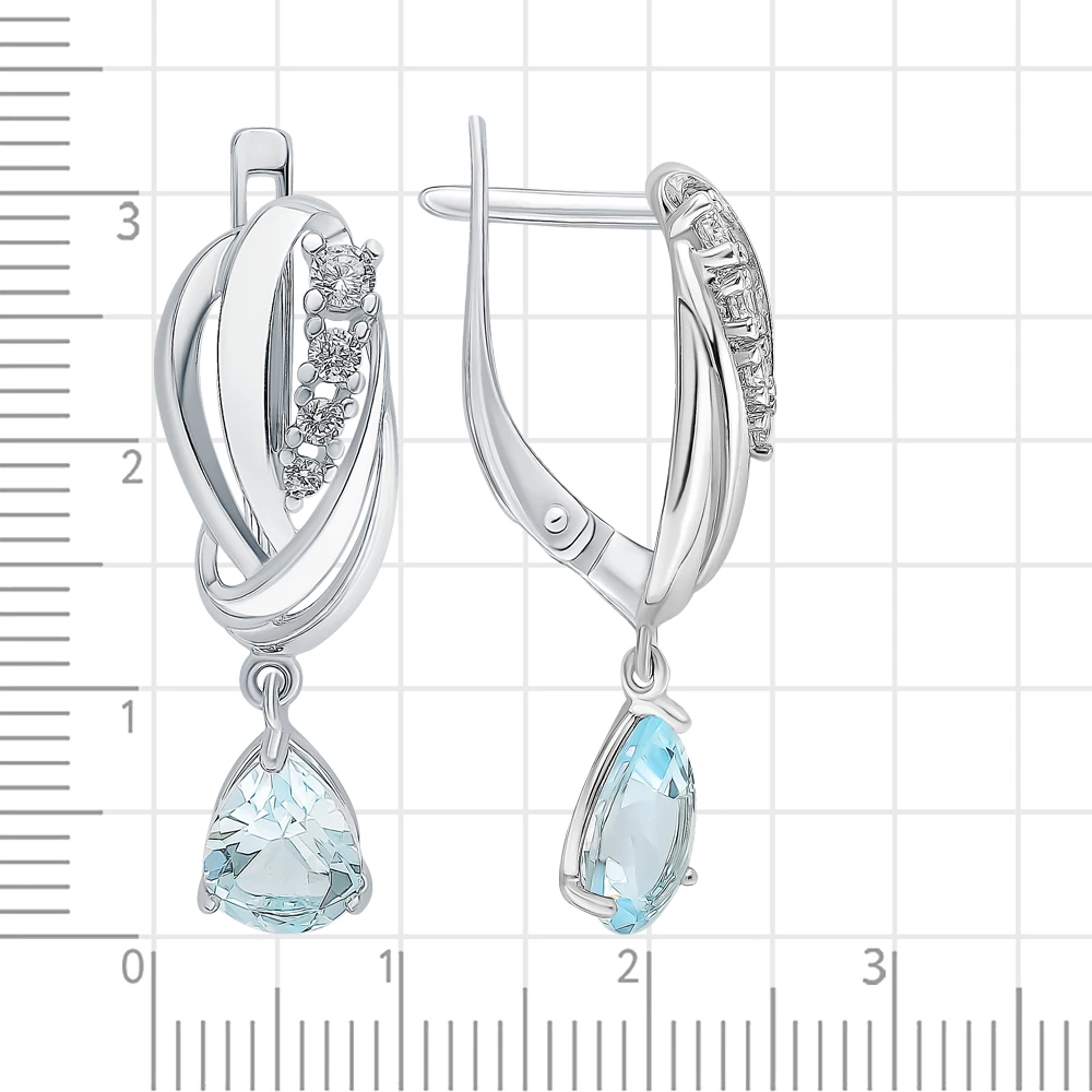 Серьги с топазами из серебра 925 пробы