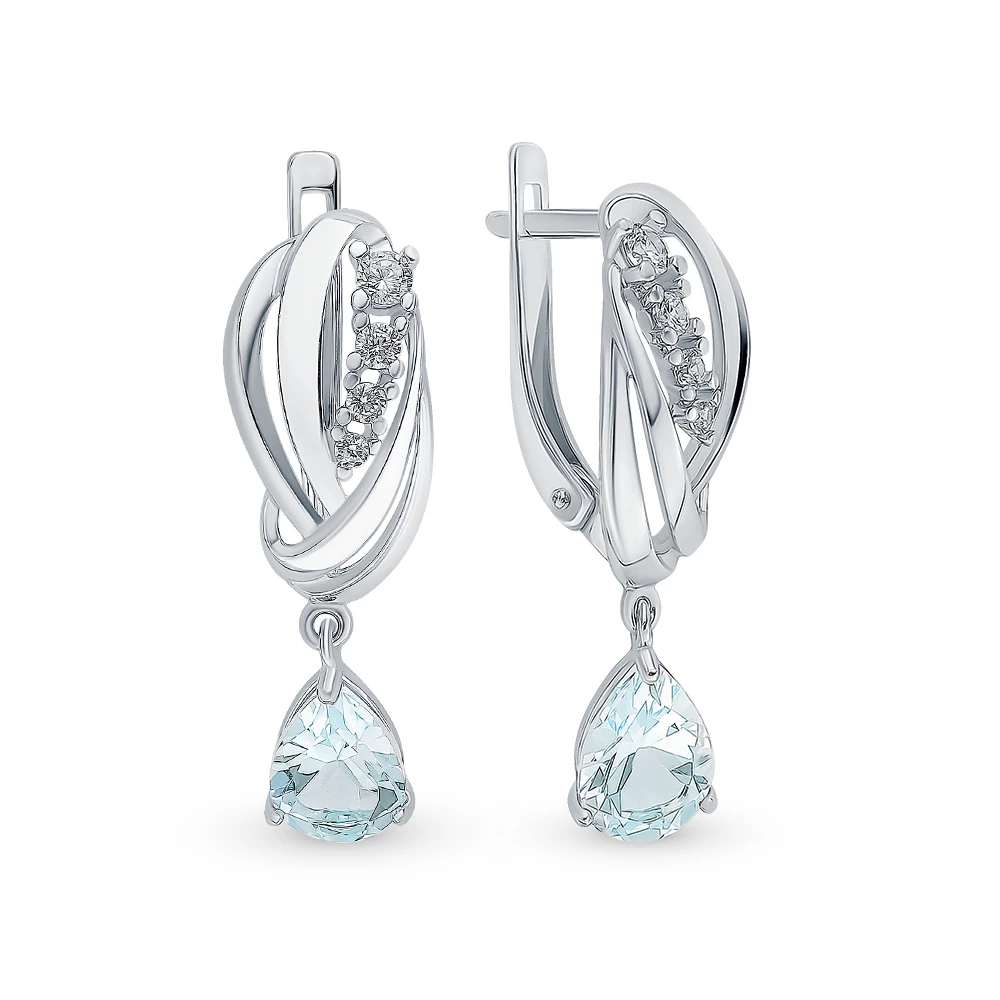 Серьги с топазами из серебра 925 пробы