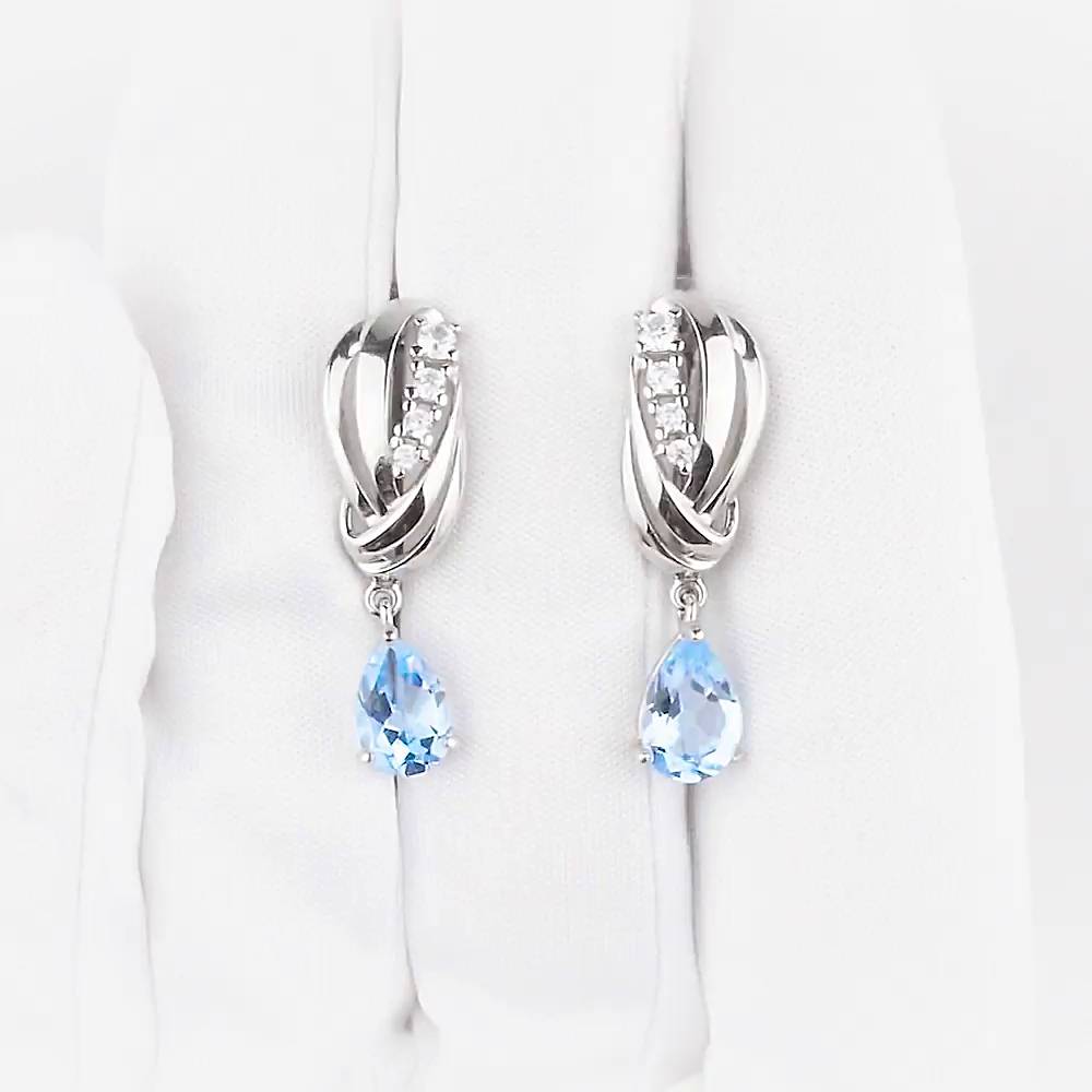 Серьги с топазами из серебра 925 пробы 1