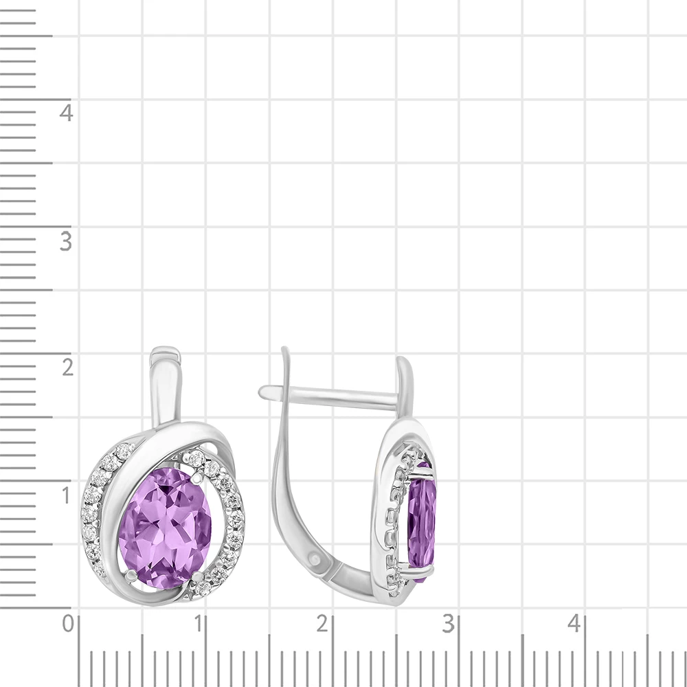 Серьги с аметистами из серебра 925 пробы