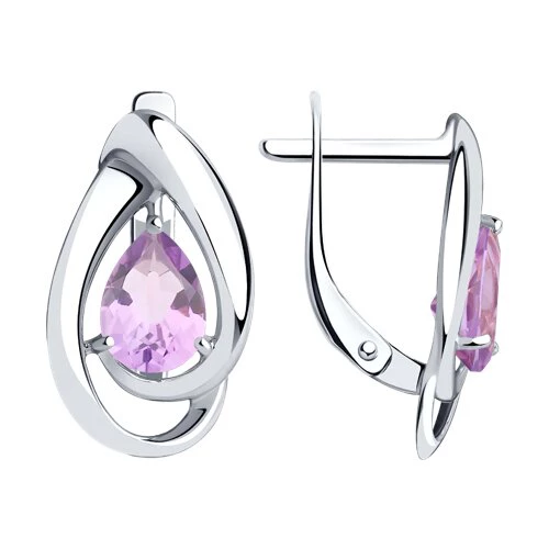 Серьги с аметистами из серебра 925 пробы