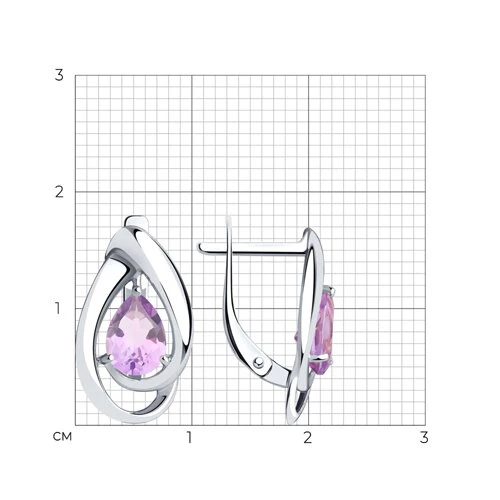 Серьги с аметистами из серебра 925 пробы