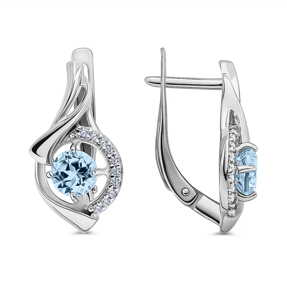Серьги с топазами из серебра 925 пробы