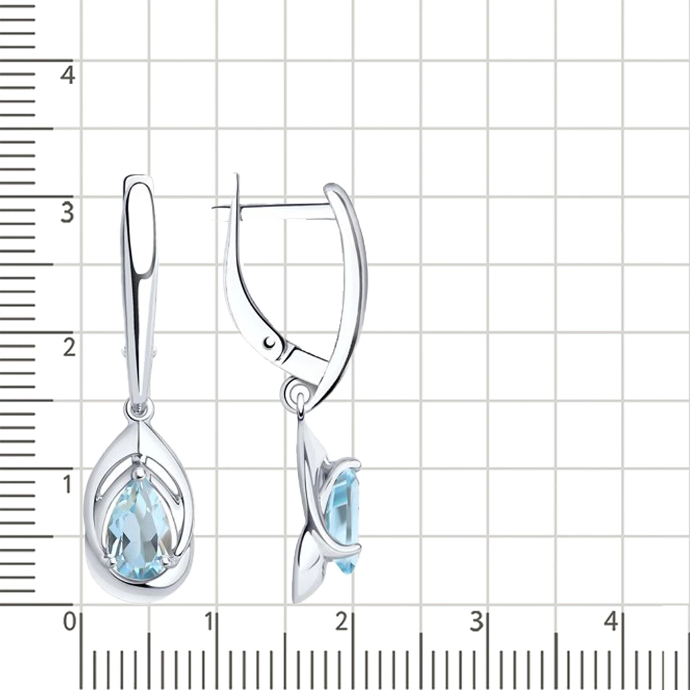 Серьги с топазами из серебра 925 пробы