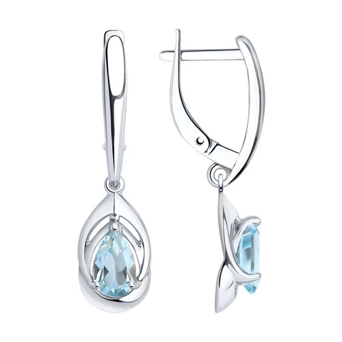 Серьги с топазами из серебра 925 пробы