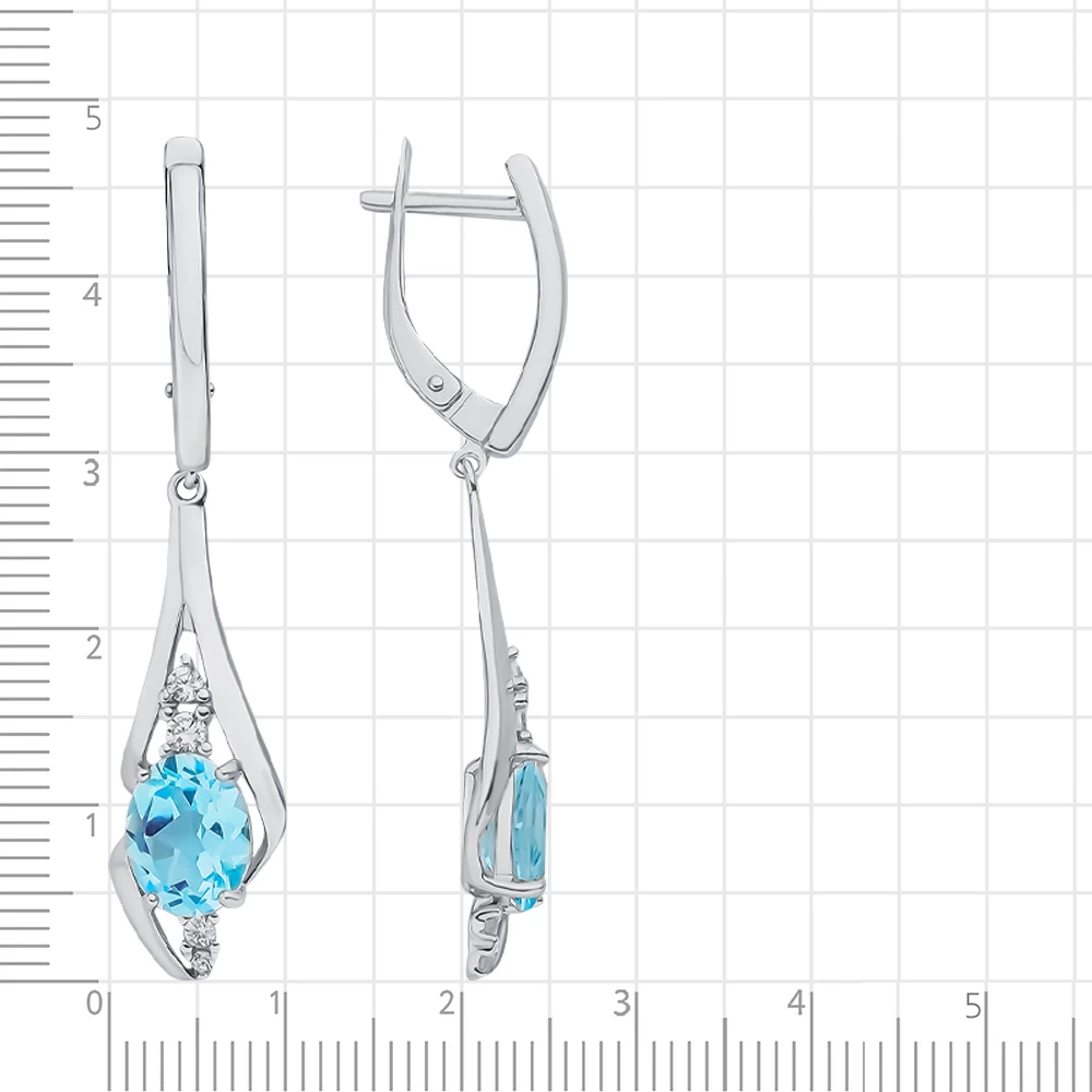 Серьги с топазами из серебра 925 пробы