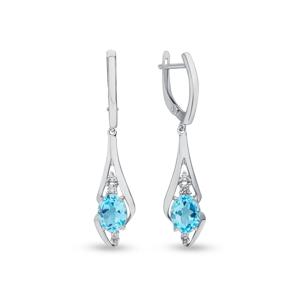 Серьги с топазами из серебра 925 пробы