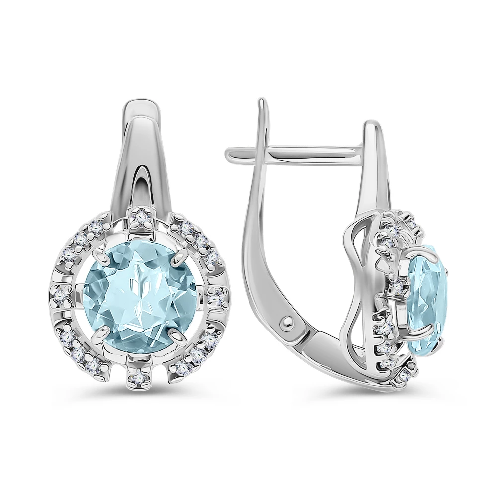 Серьги с топазами из серебра 925 пробы