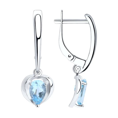Серьги с топазами из серебра 925 пробы
