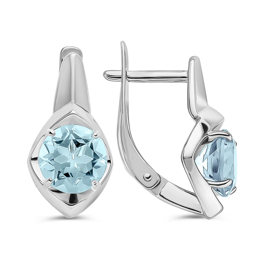 Серьги с топазами из серебра 925 пробы