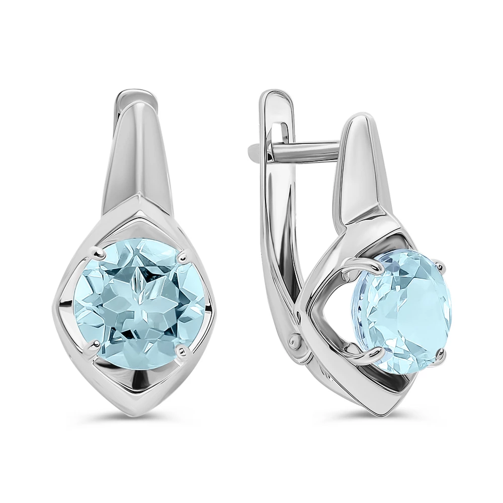 Серьги с топазами из серебра 925 пробы
