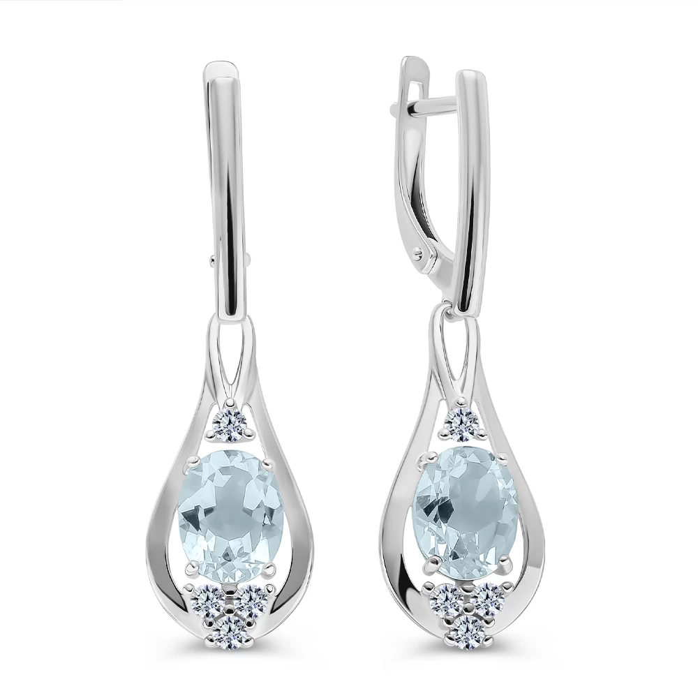 Серьги с топазами из серебра 925 пробы