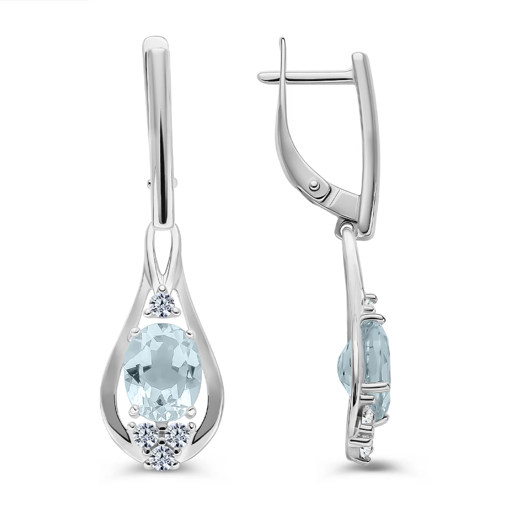 Серьги с топазами из серебра 925 пробы