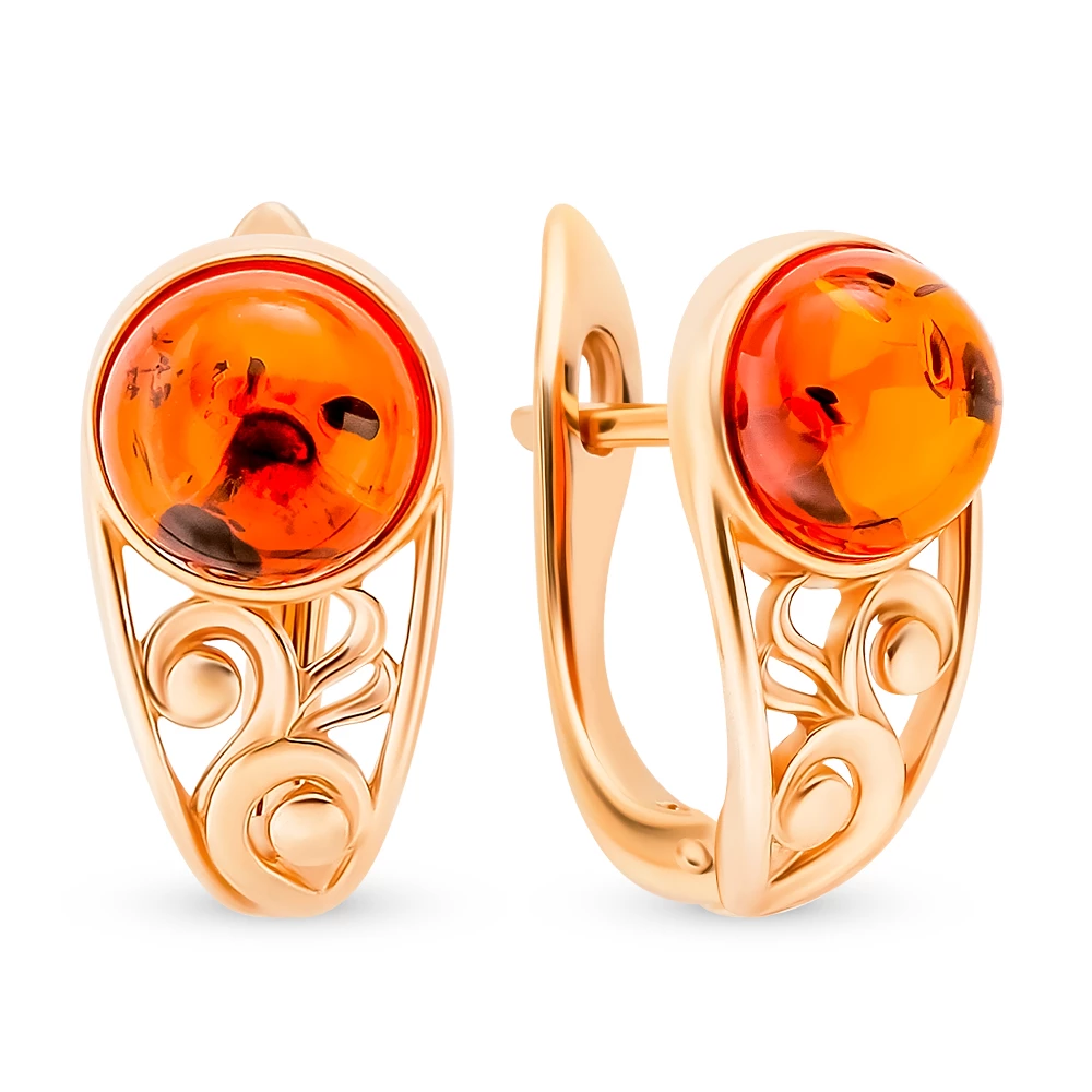 Серьги с янтарем из серебра 925 пробы