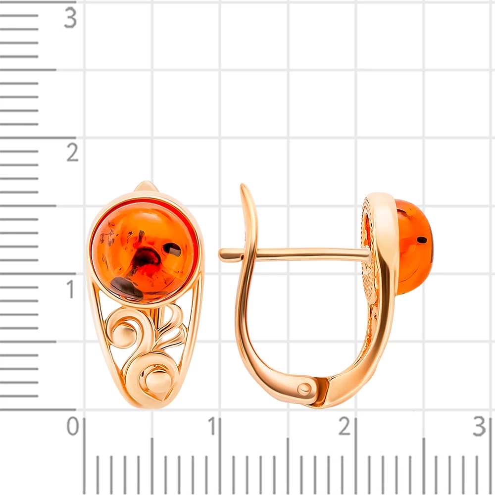 Серьги с янтарем из серебра 925 пробы