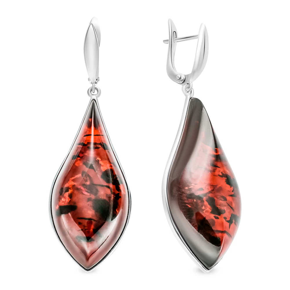 Серьги с янтарем из серебра 925 пробы 1