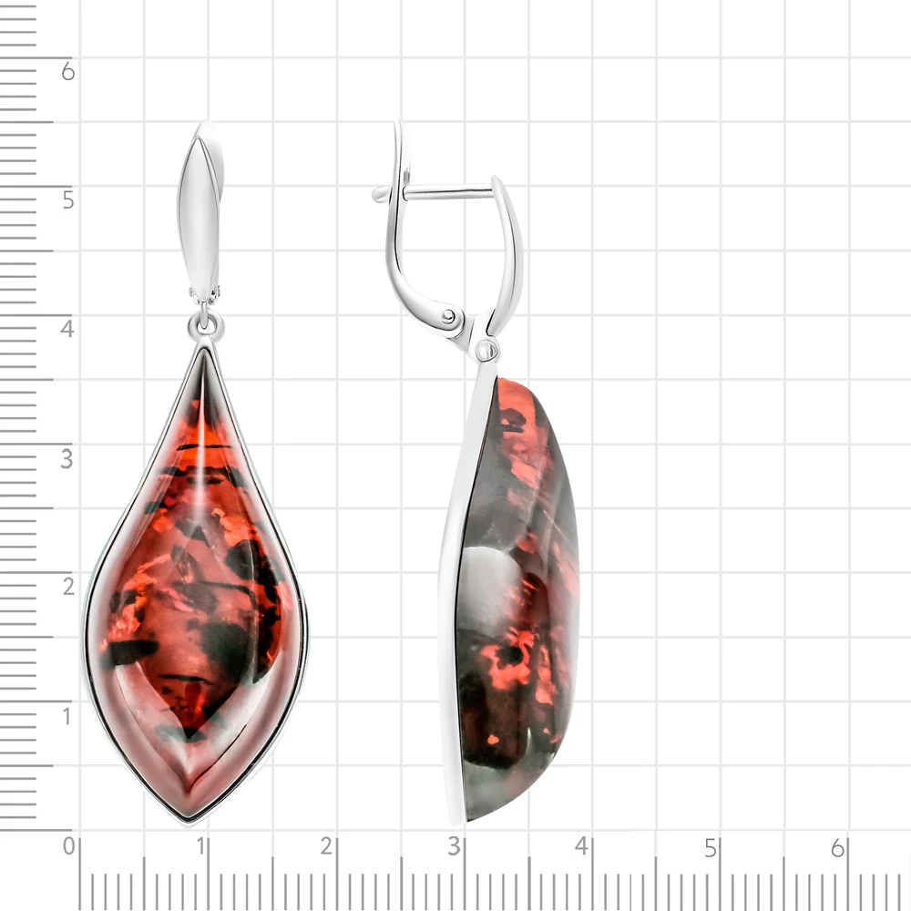 Серьги с янтарем из серебра 925 пробы 2