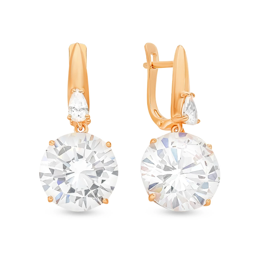 Серьги с фианитами из серебра 925 пробы