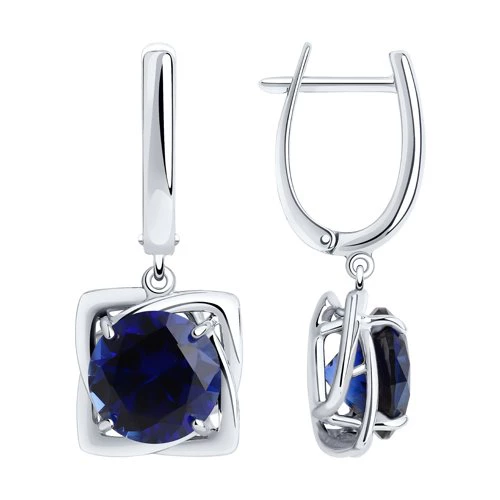 Серьги с корундами синтетическими из серебра 925 пробы 1