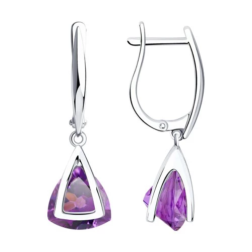 Серьги с ситаллами из серебра 925 пробы 1