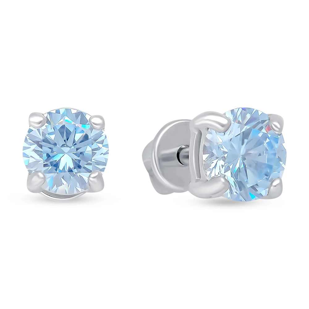 Серьги с фианитами из серебра 925 пробы